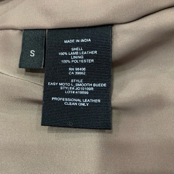 Theory Cropped Lambskin Suede Leather Moto Jacket in Caramel Sz S - Picture 9 of 14